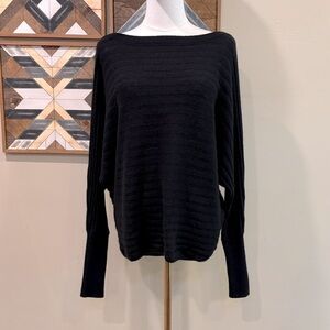 NAADAM Cashmere Bateau Neck Dolman Sleeve Ribbed Black Sweater Small